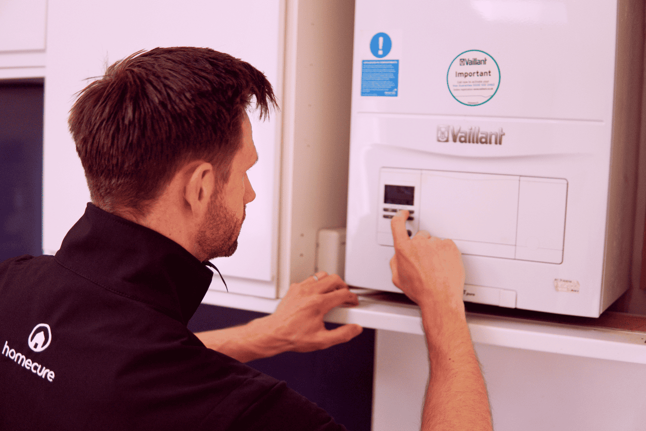 Homecure engineer performing a boiler check in Twickenham